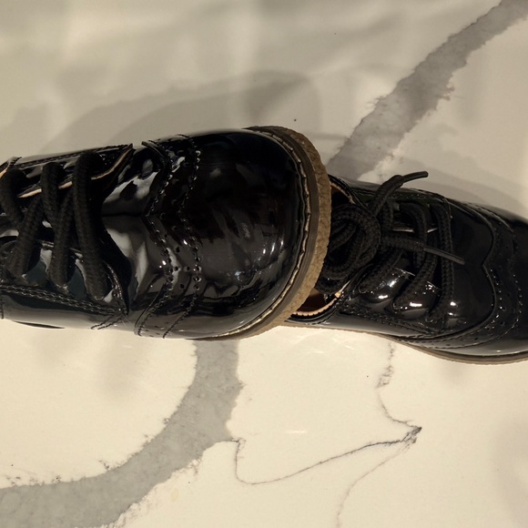 Shiny Black Kids Dress Shoes - Picture 3 of 6